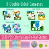 Dot It Sticker Art Activity, 6 Double-Sided Canvases (12 Scenes) with Wild/Marine/Farm Animals Plus 5180 Colorful Stickers, Dot Coloring Stickers for Boys & Girls DIY Activity Craft kit