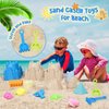 FUSPWEAO Beach Toys Sand Toys for Kids, Sand Castle Toys for Beach with Sand Castle Bucket, Sand Molds, Shovel and Rake, Sand Castle Kit, Sandbox Toys for Toddlers, Travel Beach Toys for Kids 3-10