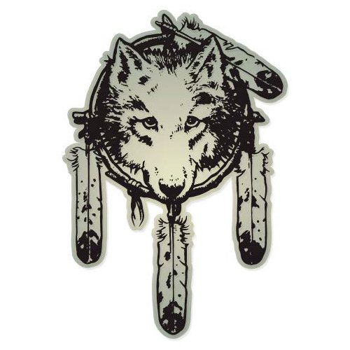 Wolf Native American Dream Catcher - 8" Vinyl Sticker - for Car Laptop I-Pad - Waterproof Decal