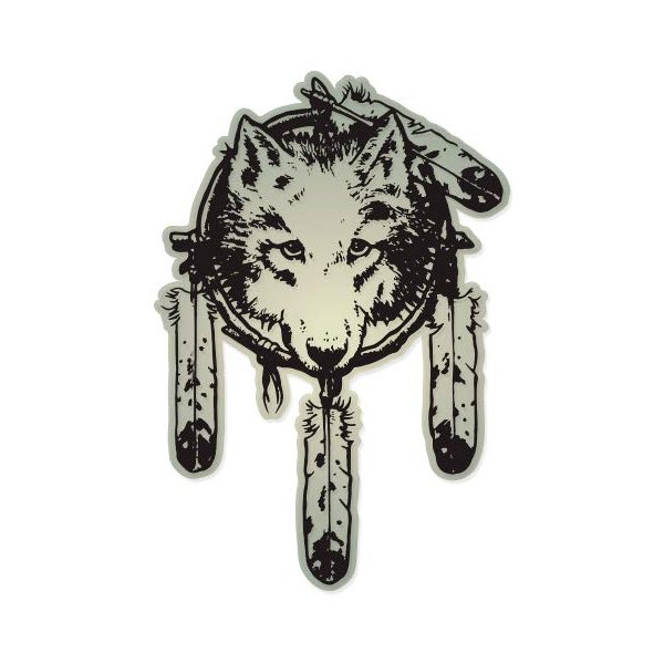 Wolf Native American Dream Catcher - 8" Vinyl Sticker - for Car Laptop I-Pad - Waterproof Decal