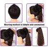 olacare 24inch Long Corn Curly Wave Drawstring Ponytail Synthetic High Puff Ponytail Hair Pieces With Comb Clip in Black Wavy Ponytail Clip in Hair Extensions Curly Ponytail Extension drawstring ponytail extension