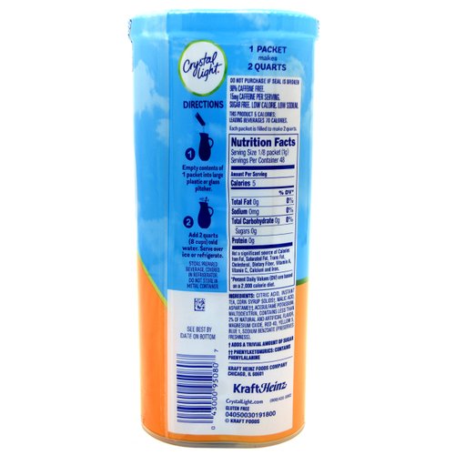 Crystal Light Peach Iced Tea Drink Mix, 12-Quart Canister (Pack of 5)