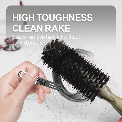 Jurrissa Hair Brush Cleaning Tool Comb Cleaning Brush Hair brush Cleaner Comb,2-in-1 Hair Brush Cleaning Tool,Portable Comb Hair Brush Remover Rake for Removing Hair Dust,Home and Salon Use(White)