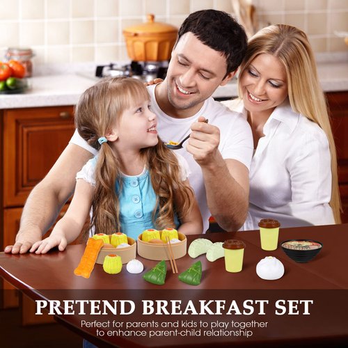 Chinese Breakfast Pretend Play Food Sets for Kids Kitchen 2 Sets Chinese Breakfast Mini Food Play Set Children Pretend Play Toy for Children Family Dollhouse Furniture