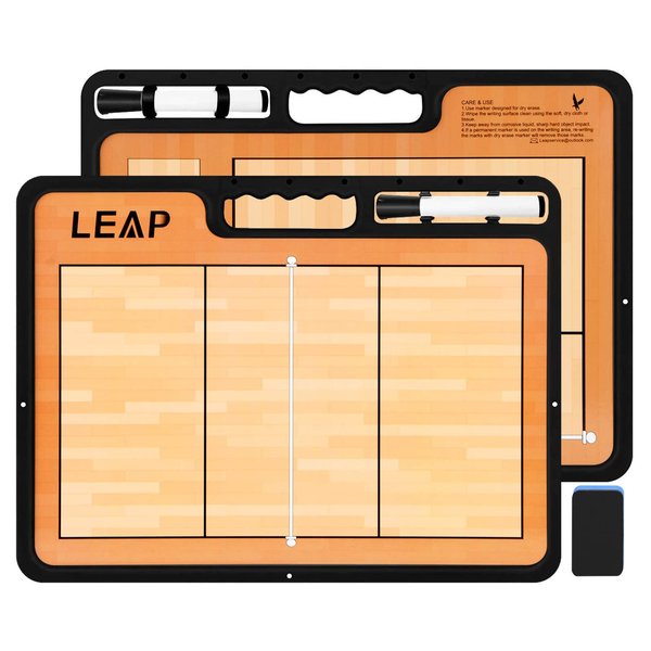 LEAP Coach Board Volleyball Tactical Coaching Two Sides with Full & Half Court Feature Premium Dry Erase Tool Icehockey Football Basketball Volley Ball for Community, High School Team