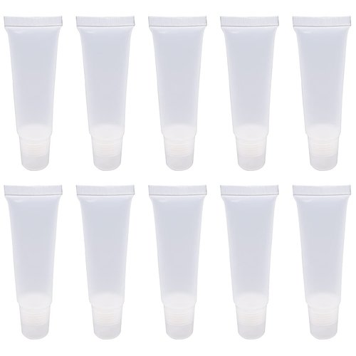 Ewanda store 50PCS 10ml Empty Lip Gloss Balm Tubes Lip Gloss Containers Cute Lipgloss Supplies Squeeze Tubes with Bevel Stoppers