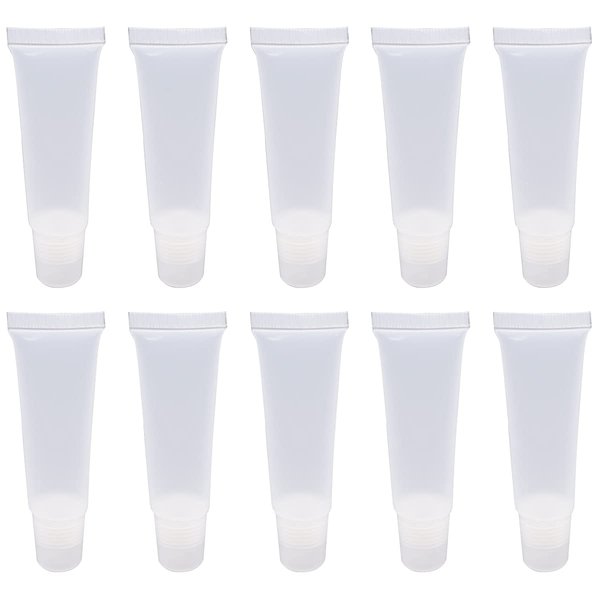 Ewanda store 50PCS 10ml Empty Lip Gloss Balm Tubes Lip Gloss Containers Cute Lipgloss Supplies Squeeze Tubes with Bevel Stoppers
