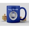 Ner Mitzvah Spinning Hanukkah Dreidel Mug - Happy Hanukkah Decorations - Blue & White Hanukkah Party Favors Idea