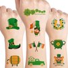 UVUXO St.Patrick's Day Temporary Tattoos for kids - 10 Sheets St Patricks Day Party Supplies Shamrock Temporary for Girls Boys St.Patrick's Day Party Supplies Gifts for Kids