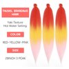 Pre Stretched Braiding Hair 28 Inch Ombre Braiding Hair Pink Hot Water Setting Yaki Texture Synthetic Hair Extensions For Box Braids(Pack of 3, Red/Yellow/Pink)