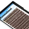 Hannahool 120pcs D Curl Individual Wide Stem Brown Cluster DIY Eye Lashes Extensions Mixed 12-14mm/14-16mm/16-18mm Makeup Dramatic Volume Lashes (Brown-14-16mm)