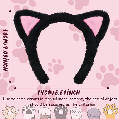 Cat Ears Headband, Black Cat Ears Hair Headbands, Cute Plush Headwear Princess Hair Bands, Lovely Cat Hair Hoop for Makeup Shower, Cosplay Ears Accessories for Women Girls Wearing and Decoration