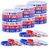 Lesnala 48 Pcs 4th of July Patriotic silicone wristband Independence day party supplies American flag red white and blue bracelets for Party Holiday Decorations Accessories Gift Patriotic party favors