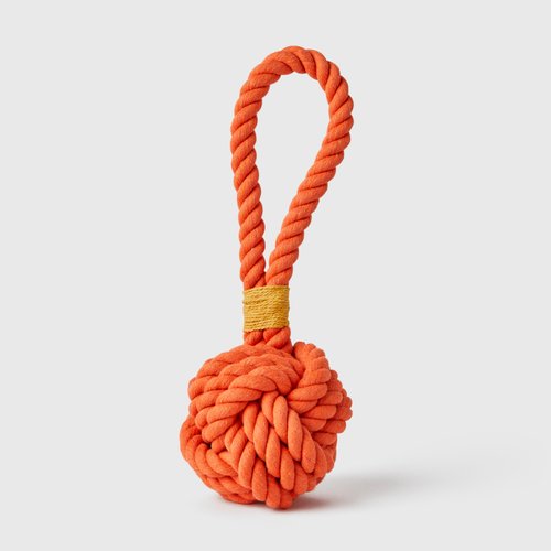 Jax & Bones Dog Rope Toy - 5" Orange Celtic Knot Pull Toy for Dogs - Premium Tug of War Toy for Aggressive Knot Dog Rope
