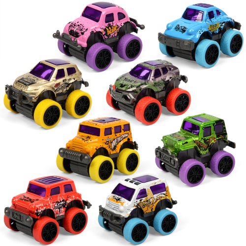 Neureyte 8 Pack Die-cast Mini Monster Truck for Boys and Girls,Pull Back Alloy Trucks Toy,Mini Pull Back Cars,Die-cast Race Cars for Kids Party Favors