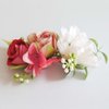 Fangsen Enchanting Dahlia Eucalyptus Globulus Rose Peony Hydrangea Handmade Flower Headpiece Perfect for Wedding Hair Accessories Floral Hair Comb for Women and Girls (White & Red)