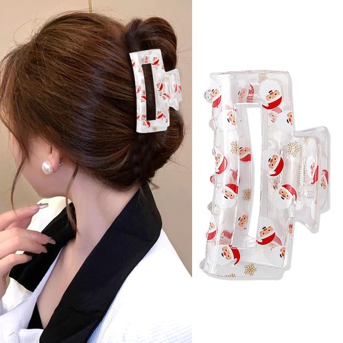 Christmas Printed Hair Claw Clips 1Pc 3.2 Inch Snowman Pattern Jaw Clip Strong Hold Nonslip Hair Clips Cute Xmas Hair Clip for Thin Hair Winter Hair Accessories for Women Girls