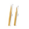 Tvoip 2 Pcs Gold Stainless Steel Tweezers for Eyelash Extensions, Straight and Curved Tip Tweezers Nippers, False Lash Application Tools
