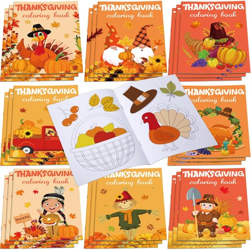 Faccito 24 Pcs Fall Thanksgiving Coloring Books Thanksgiving Mini Coloring Book Bulk Fall Theme DIY Art Drawing Books for Thanksgiving Goodie Bags Fall Party Favors Supplies Gifts