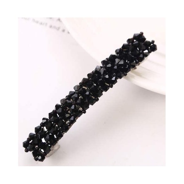 1Pc Black Hair Clips Handmade Rhinestone Barrettes Metal Hair Holders Clips and Barrettes Hair Clips for Women Girls Headwear Styling Accessorie