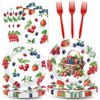 gisgfim 96 Pcs Berry Party Supplies Berry Paper Plates Napkins Strawberry Blueberry Birthday Party Disposable Tableware Set Berry Sweet Party for Girls Kids Baby Shower Decorations Favors Serves 24