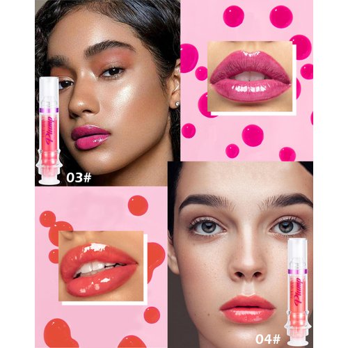 Lip Plumping Booster-2Colors Spicy Lip Plumper Oil Lip Gloss, Plump and Pout Lip Plumper Hydrating & Volumizes Lip GLaze, Enhancing Plump Effect for Fuller Lips, Lip Glossy Makeup Gift for Women-03+04