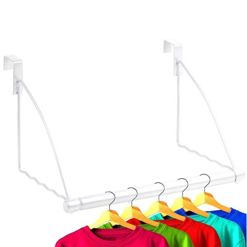 HOLDN’ STORAGE Over The Door Hanger - Door Rack Hangers for Clothes - Bathroom Over Door Hanger for Hanging Clothes & Towels - Over The Door Clothes Drying Rack, White