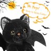 RUODON 10 Inch Black Cat Plush Toy with Bat Wings Stuffed Animal Cat Toy Realistic Kitten Dolls Soft Animal Toys for Halloween Decorations Birthday Gifts