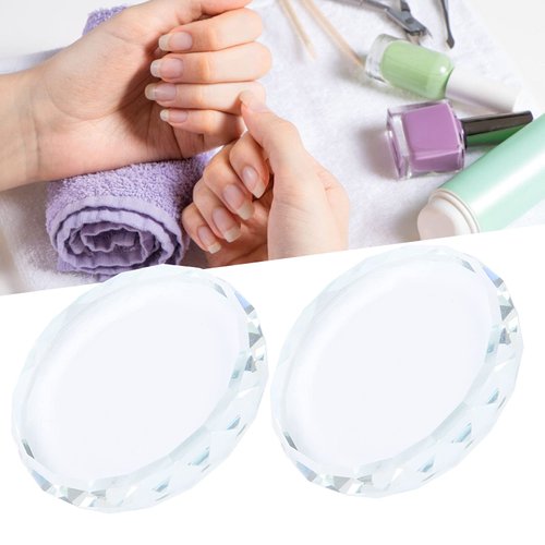 Nail Palette Board, Nail Art Palette,2PCS/set Nail Art Palettes Color Mixing Toning Glass False Eyelash Glue Hold Makeup Pallet for Acrylic Manicure