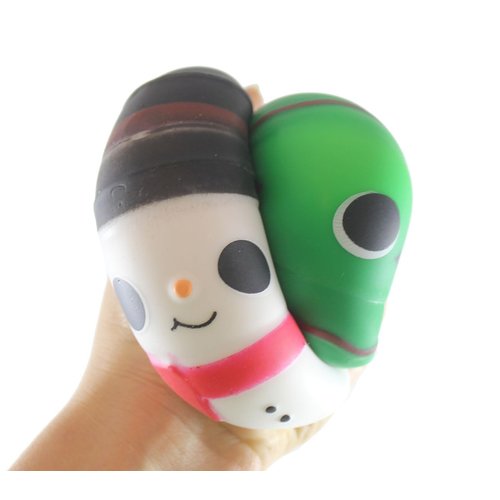 Set of 2 Christmas Soft Doh Squishy Balls - Christmas Tree and Snowman - Soft Shaving Cream Doh Filled Stretch Ball - Ultra Squishy and Moldable Relaxing Sensory Fidget Stress Toy