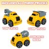 ArtCreativity 3.5 Inch Pull Back Construction Vehicle Toys for Kids - Set of 3 - Includes Mini Dump Truck, Tow Truck, and Concrete Mixer - Best Gift, Party Favors for Boys & Girls - Yellow and Grey