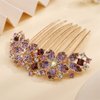 Aimimier Flower Crystal French Hair Comb Sparkling Rhinestone Gem Side Combs Long Teeth Hair Piece Wedding Hair Accessories for Women Girls(Purple)