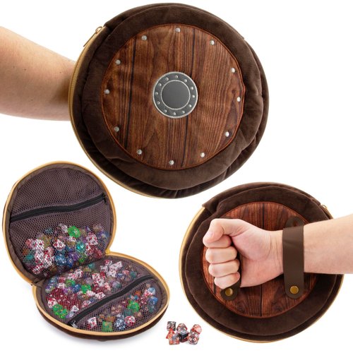 CASEMATIX Wearable Dice Shield Case for Up To 300 Dice with 7 Included RPG Dice - 10.25" Soft Roleplaying Dice Storage & Travel Dice Case with Netted Internal Zipper Pouches