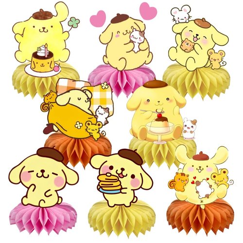 8Pcs Pompompurin Table Centerpiece, Pompompurin Birthday Party Supplies Table Decorations for Kids Party Decorations