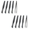 Qjaiune 10Pcs Flat Tip Plastic Tweezers, Anti-Static & Anti-Magnetic Tweezers, Precision Tweezers Set for Crafts Electronics, DIY, Repair Tool (4.6 Inch, Black, 93308)