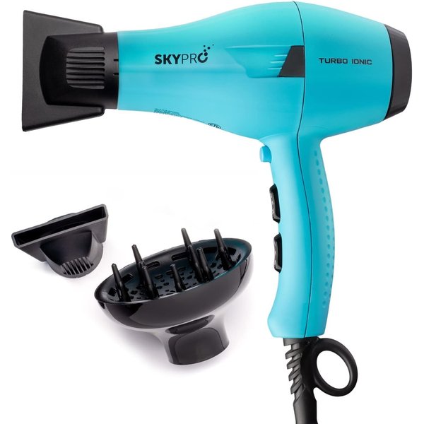 Turbo Ionic Blow Dryer with Attachments | Quiet & Powerful Professional Blow Dryer with Anti Frizz Technology | Tourmaline Hair Dryer with Infrared Heat |Short Barrel Travel Hair Dryer with Diffuser