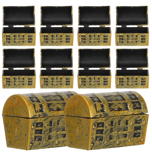 Gadpiparty 10pcs Mini Pirate Treasure Chests Plastic Chests with a Gold Finish Pirate Jewelry Box...