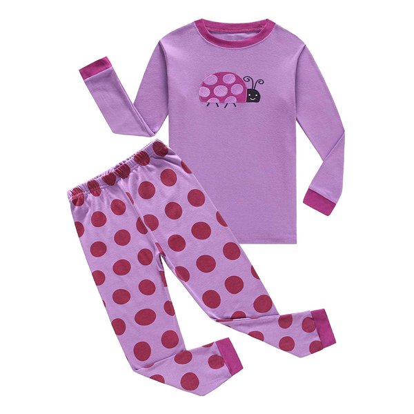 Family Feeling Ladybug Little Girls Long Sleeve Pajamas Sets Cotton Sleepwears Toddler Kids Pjs Size 4T