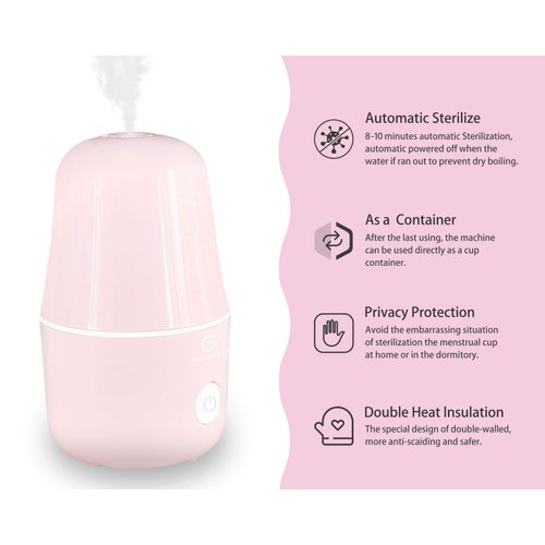 ROSA RUGOSA Menstrual Cup Steamer, Portable Menstrual Cup Wash Kit, Comes with Two Reusable Period Cup, High Temperature, Great Partner for Women Travel