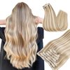DIYOMO Hair Extensions Real Human Hair - Human Hair Clip In Extensions Soft&Natural Human Hair Extensions Clip Ins 120g 7pcs Real Hair Extensions Clip In Human Hair Straight&Invisible (18Inch,#16/22)