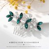 Catery Rhinestone Bride Wedding Hair Comb Green Caystal Side Comb Bridal Hair Piece Headpiece Bridesmaid Head Jewelry Hair Accessories for Women and Girls (Green)