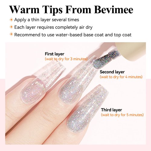 Bevimee Quick Dry Regular Nail Polish Set, 6 Colors Silver Glitter Metallic Pearl Nail Polish & Nude Pink Red Jelly Nail Lacquer Polish Water Based Nail Polish Varnish Manicure Gift for Women 7ML