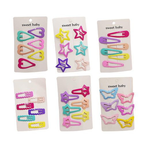 FRCOLOR 36 Pieces Snap Hair Clips for Girls, Girls Hair Clips Colorful Cute Hair Clips Start Hair Clips Butterfly Hair Clips Metal Barrettes Candy Color Hair Accessories for Women Girls