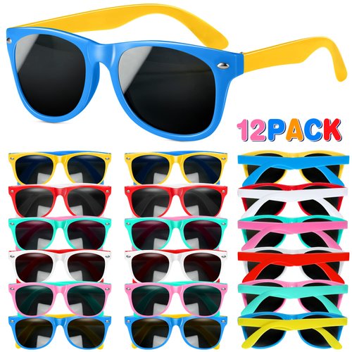 GIFTINBOX Kids Sunglasses Bulk, 24Pack Kids Sunglasses Party Favor with UV400 Protection for Boys and Girls, Gift for Valentines Birthday, Beach, Pool Party favors, Valentines Day Goody Bag Stuffers