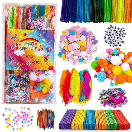 RAINFLOW Arts & Crafts Supplies - Craft Kit,Craft Supplies & Materials,Craft Supplies,Craft Set for School,Classroom,Family, Party, DIY, Art Creation, Holiday Decoration
