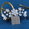 Missgrace Silver Bride Wedding Prom Sparkling Simple Zircon Side Hair Comb Crystal Rhinestones Flower Hair Comb Clips Bridal Hair Accessories Hair Piece for Women and Girls