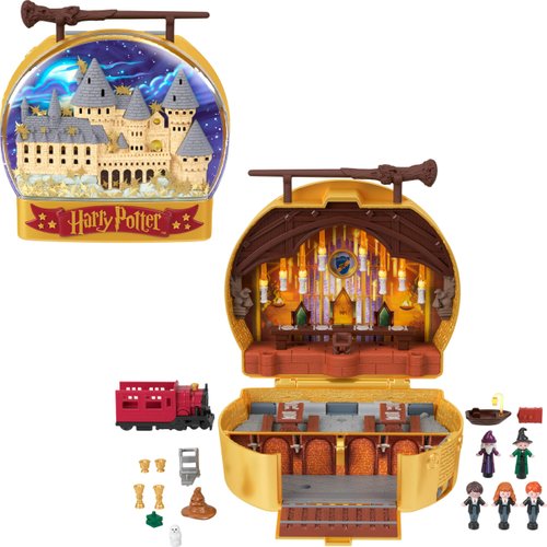 Polly Pocket Collector Playset, Harry Potter Compact with 5 Character Dolls &amp; 11 Accessories, Hog...