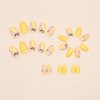 IMSOHOT Yellow Oval Press on Nails Summer Short French Tip Fake Nails Cute Lemon Pattern False Nails with Designs Glossy Glue on Nails Full Cover Round Acrylic Nails for Women Girls 24Pcs