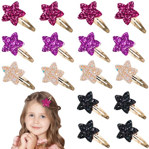 Ambesi 16 Pcs Star Hair Clips Glitter Sequins Hair Clips Set Colorful Hair Pins Hair Accessories ...