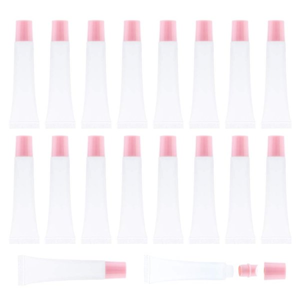 AJLTPA 50Pcs 15ml Lip Gloss Squeeze Tubes, Light Pink Lip Gloss Containers Empty, Refillable Soft Clear Tubes for DIY Lipgloss Balm Cosmetic (Light Pink)